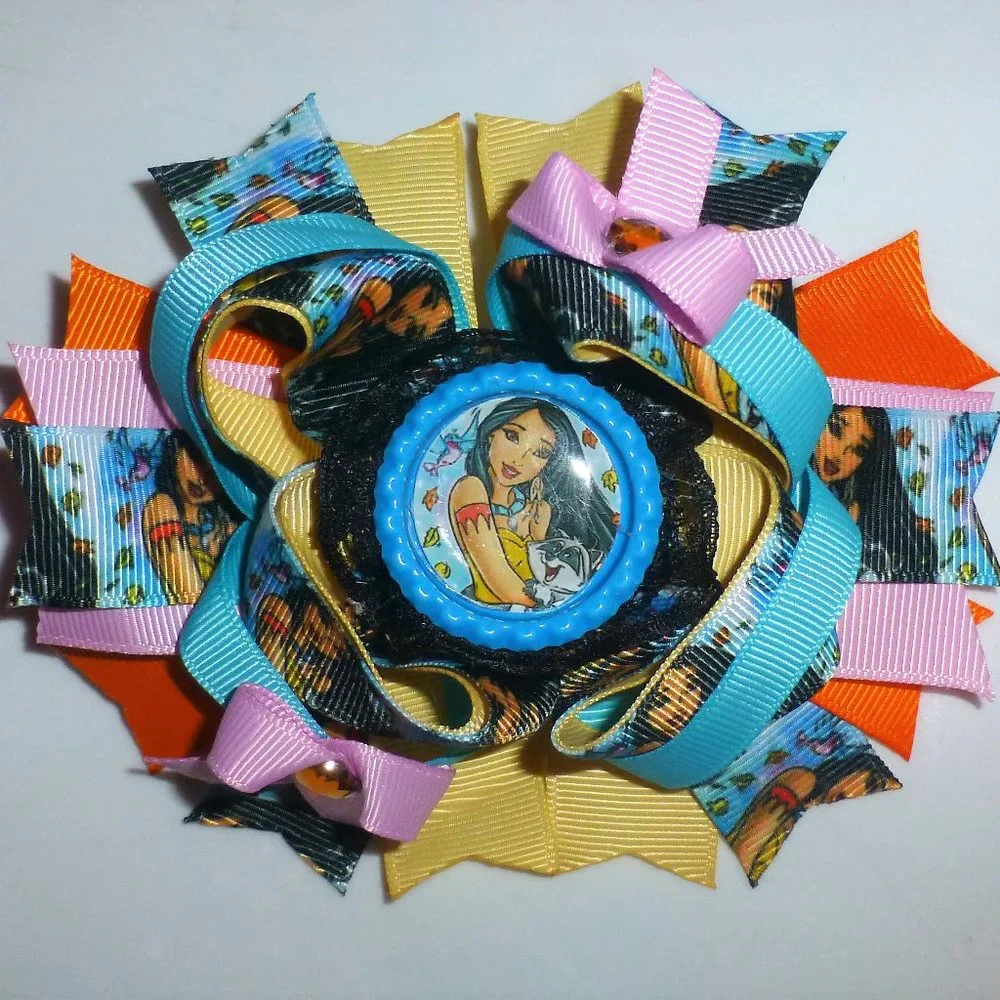 Princess Pocahontas Girls 5-Inch Hair Bow Clip